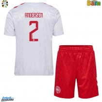 Danmark Joachim Andersen #2 Bortedraktsett Barn EM 2024 Kortermet (+ Korte bukser)